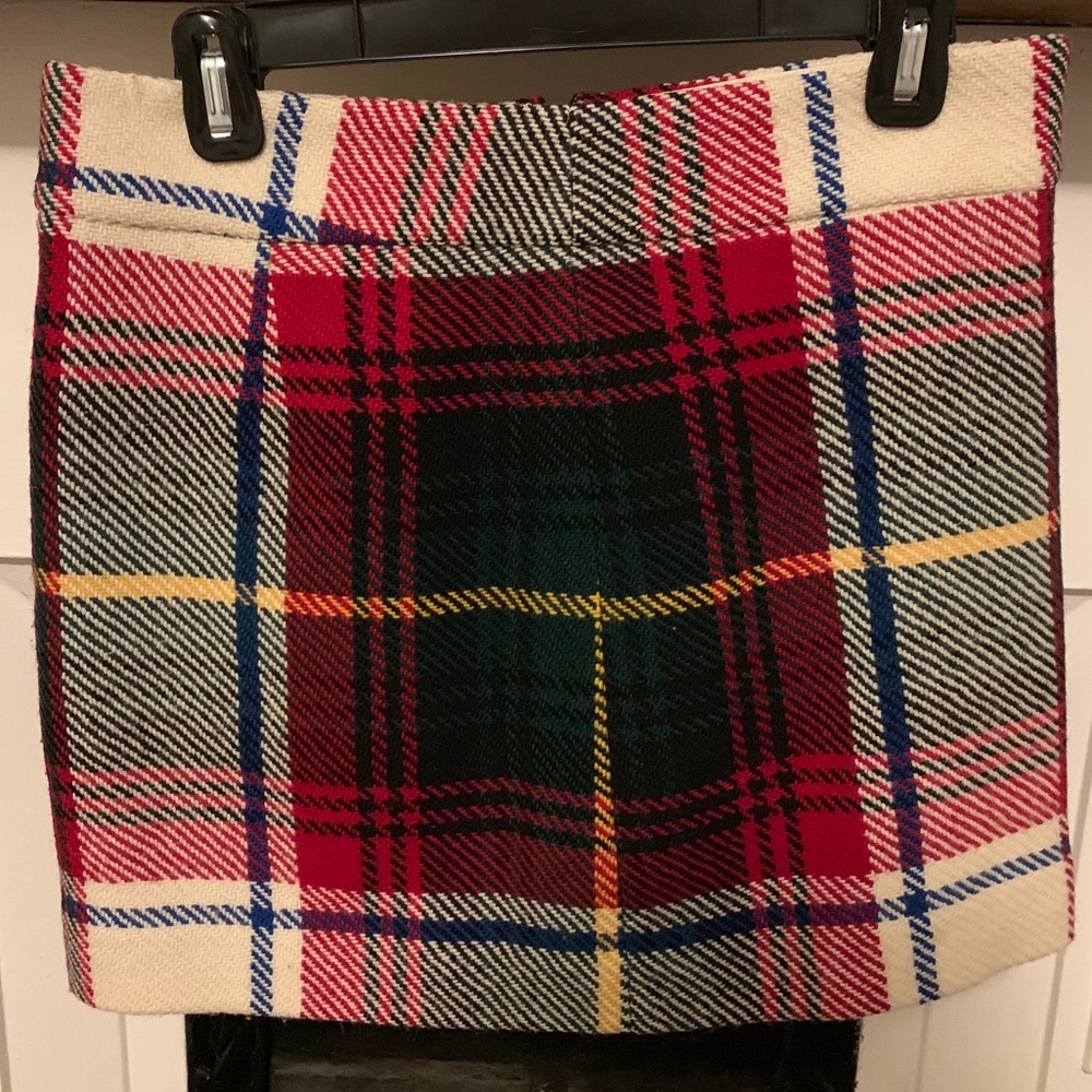 JCrew plaid tartan mini skirt, side zip